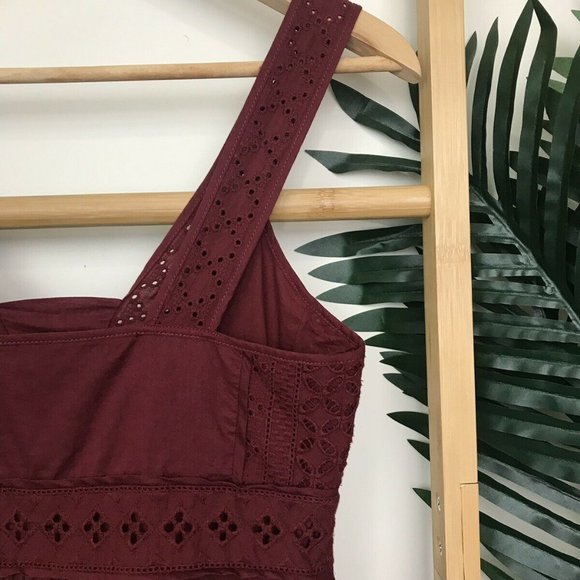 Country Road Maroon Broderie Lace Top Blouse XXS - Picture 11 of 12